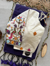 Purple Handloom Cotton Saree With Embrodery Work Redy Made Blouse